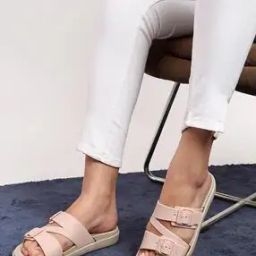 Women Slip-On Slides with Buckle-Accent -16