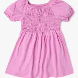 Smocked Fit & Flare Dress with Puff Sleeves-image-21