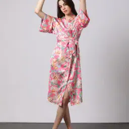 Women Printed Satin Sleep Robe-image-58