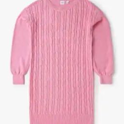 Girls Cable-Knit Round-Neck Sweater Dress-40