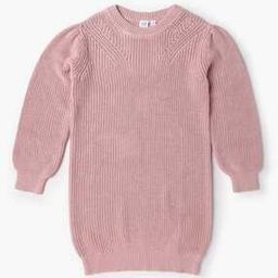 Girls Round-Neck Sweater Dress with Ribbed Hem-image-35