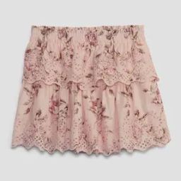 LoveShackFancy Floral Print tiered Skirt-image-63