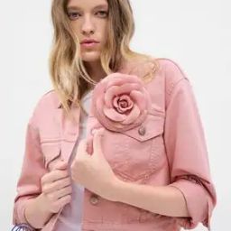 LoveShackFancy Denim Jacket With Patch Pockets And Cuffed Sleeves-20