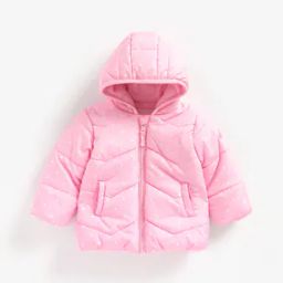 Polka Dot Print Fleece-Lined Hooded Puffer Jacket-image-81