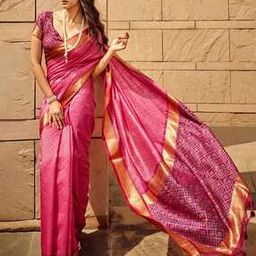 Women Bandhani Print Silk Saree with Tassels-image-61