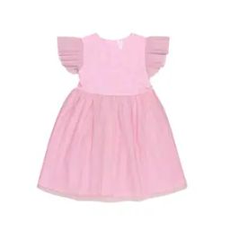 3D Floral Print Flared Dress with Flutter Sleeves-image-29