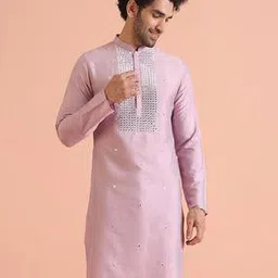 kisah Men Embellished Regular Fit Long Kurta with Mandarin Collar-picture-11