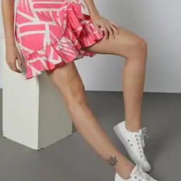 Women Printed Wrap Skirt with Tulip Hemline-image-50