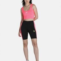 Women Slim Fit Scoop-Neck Crop Top with Logo Print-image-15