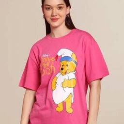 Women Cartoon Print Regular Fit Crew-Neck T-Shirt-image-3