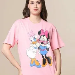 fabflee x ag Women Cartoon Print Regular Fit Round-Neck T-Shirt-picture-5
