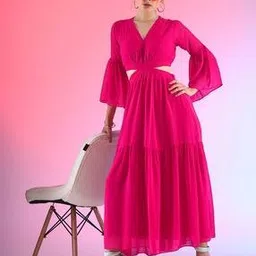 Women Fit & Flare Dress with Cut-Out Details-image-25