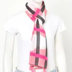 Abstract Print Scarf with Tassels-18