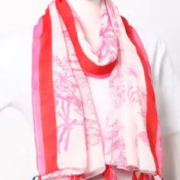 Floral Print Scarf with Tassels-image-78