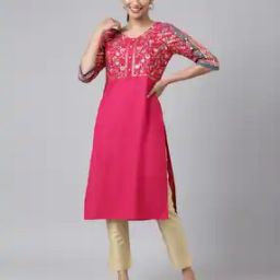 aurelia Embroidered V-Neck Straight Kurta-picture-3