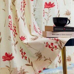 Set of 2 Floral Print Window Curtains-1