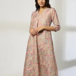 Women Floral Print Flared Kurta-image-96
