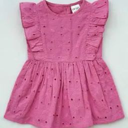 Girls Embroidered Round-Neck Fit & Flare Dress-image-70