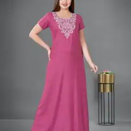 Women Embroidered Round-Neck Nighti-image-64