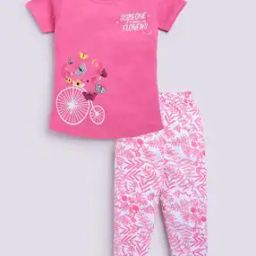 Girl Graphic Print T-Shirt & Pyjamas Set-image-49