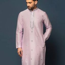 Embellished Long Kurta with Mandarin Collar-image-69