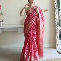 Women Kanjeevaram Silk Saree with Woven Motifs-image-37
