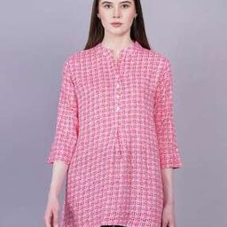 Women Printed Relaxed Fit V-Neck Tunic-image-37
