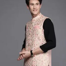 Floral Embroidered Nehru Jacket-19