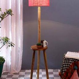 Wooden Floor Lamp with Jute Drum Shade-image-17