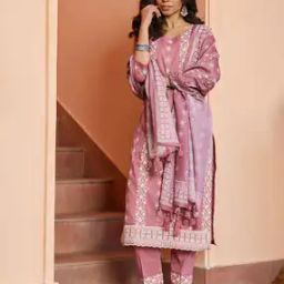 Women Embroidered Straight Kurta Set with Dupatta-image-3