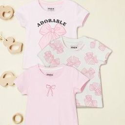 Girls Printed T-shirt Pack of 3-image-42