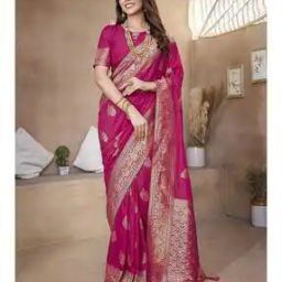 Women Pre-Stitched Saree with Floral Woven Motifs-image-61