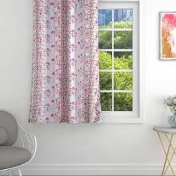 Floral Print Semi-Sheer Window Curtain-picture-37