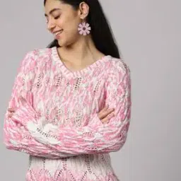 Women Knitted V-Neck Pullover-48