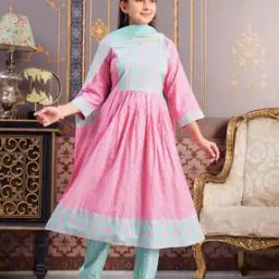 Girls Block Print Flared Kurti-image-91