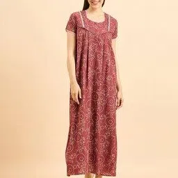 sweet dreams Women Printed Nightie with Short Sleeves-picture-35