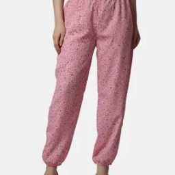 Women Floral Print Joggers with Elasticated Waistband-image-93