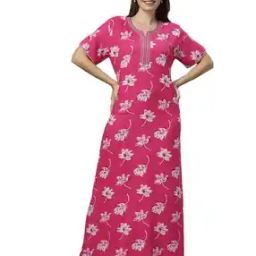 Women Floral Print Round-Neck Nighti-image-29