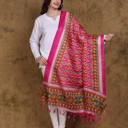 Women Patola Printed Dupatta with Fringes-26