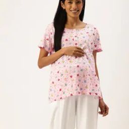 Women Printed Nightshirt with Short Sleeves-image-40