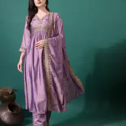 Women Embroidered Anarkali Kurta Set-image-101