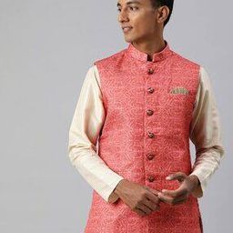Printed Nehru jacket with Insert Pockets-image-3