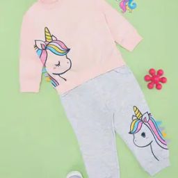Girls Graphic Printed Sweatshirt And Pant Set-image-1