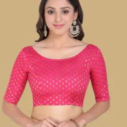 Women Floral Zari Woven Back-Open Blouse-image-91
