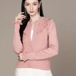 Knitted Ruffle-Trim Cardigan-image-57