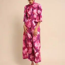 Printed Jumpsuit with Flutter Sleeves-image-69