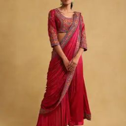 Embroidered Ensemble Blouse with Pants & Dupatta-picture-34