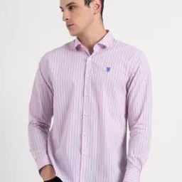 Men Stripes Loose Fit Shirt-image-84