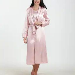 V-Neck Nighty & Tie-Front Robe Set-picture-39