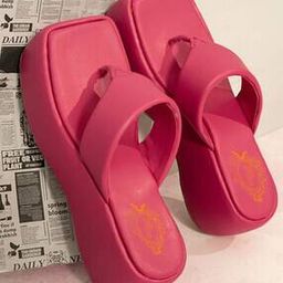 Square-Toe Slip-On Platform Heeled Sandals-image-9